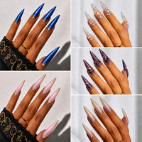Faux ongles en gros à presser, design carré et cercueil, longueur moyenne, couleur unie
