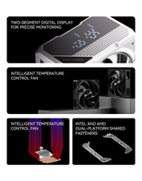 Zeromaster OEM 6 Heat Pipes CPU Air Cooler Digital Display Tower Fluid Bearing Silent Cooling Fan for Intel for Computer Case