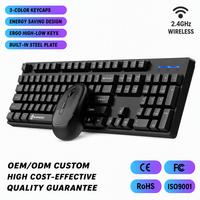 Clavier et souris sans fil ergonomiques 2,4 G à 104 touches, silencieux, noir, USB, plastique, pour ordinateur de bureau, logo personnalisé, vente en gros, faible MOQ