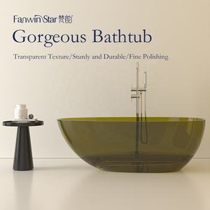 Fanwin colorful hotel bagno freestanding vasca da bagno in resina ambrata vasca da bagno trasparente vasca da bagno - Product Image 5