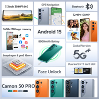 Nouveau Smartphone 5G Original Camon 50 Pro Deca Core Écran HD 7,3 Pouces 16 Go+1 To Double SIM 144 Hz Prix Bas