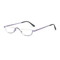 Gafas de Lectura de Metal con Media Montura de Diseño Italiano, Ligeras y Cómodas, Lentes HD con Protección Anti-Luz Azul para Uso Diario