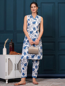 Gran oferta 2025, conjunto de Kurta de medio corte paquistaní indio para mujer, pantalón de manga larga verde de algodón pesado con cuello en V estampado negro - Product Image 2