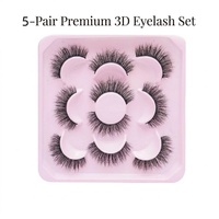 Faux cils en cheveux synthétiques, 5 paires, effet volume naturel, en bande, sur plateau, réutilisables, effet 3D, sans cruauté animale, logo personnalisé