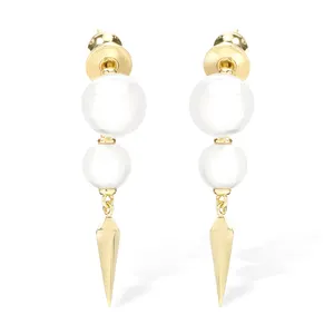 宝石高品质925纯银女性完美珍珠吊灯吊带耳环