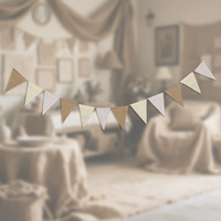 Bannière de mariage vintage DIY en toile de jute et dentelle, 3,6 m, 12 drapeaux, pour fête à domicile, festival, baby shower, anniversaire, Nouvel An, guirlande de fanions couleur personnalisée