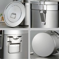 Seau de cuisine hermétique en acier inoxydable 304 pour farine, sucre, haricots, lait, avec couvercles – Capacités 6L, 12L, 21L, 33L