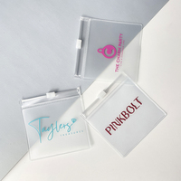 Pochette à Bijoux Transparente Personnalisable en Vinyle PVC avec Logo, Sac Organisateur Noir Roulé avec Fermeture Éclair Auto-Scellante et Anneau de Levage