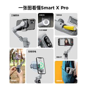Nouveau <span class=keywords><strong>stabilisateur</strong></span> vidéo pour smartphone, caméra d'action et <span class=keywords><strong>GoPro</strong></span>, idéal pour le streaming en direct, avec éclairage intégré. - Product Image 6