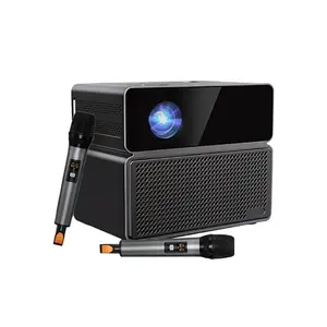 Touyinger-máquina de Karaoke de proyección E900, proyector en uno, Full HD, Android, WIFI móvil, con 2 micrófonos para cine en casa, KTV