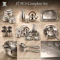 Ensemble de cuisine Zhenneng 17 pièces en acier inoxydable, casseroles et poêles avec couvercles pour le camping en plein air, durable et résistant à la rouille