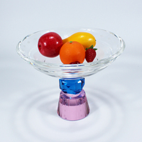 Luxe K9 Kristallen Glazen Fruitkom Multicolor Blauw Roze Sockel Decoratieve Fruit Schaal Snoep Schaal voor Huis Bruiloft Feest