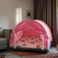 Tente de princesse portable d'intérieur pour filles Belle maison en coton rose Abri spatial secret pour enfants