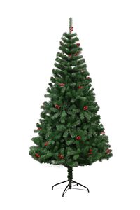 Arbre de Noël artificiel floqué de haute qualité, pré-décoré, avec lumières LED, baies rouges et pommes de pin, pour la vente en gros - Product Image 3