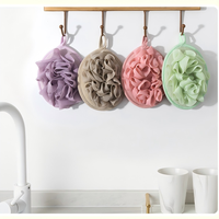 Éponges de bain exfoliantes douces en loofah avec sangle élastique pour la douche, serviette de lavage corporel pour un nettoyage doux de la peau