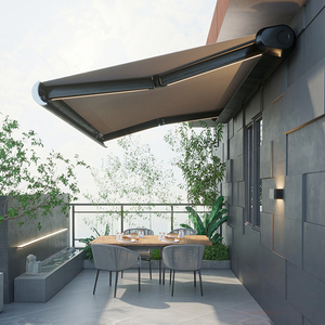 Auvent rétractable en aluminium pour jardin et gazebo extérieur avec télécommande sans fil intelligente et contrôle de l'éclairage LED pour villa et cour - Product Image 1
