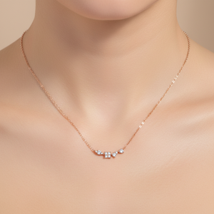 สร้อยคอจี้เพชรแท้ทรงเรขาคณิต ดีไซน์พิเศษ งานแฮนด์เมด สวยหรู ทองคำแท้ 18K สีโรสโกลด์ สไตล์มินิมอล ขายดี - Product Image 5