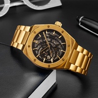 Montre automatique squelette pour homme, fabrication OEM, mouvement japonais, cadran lumineux, étanche, montres automatiques