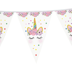 Guirnalda <span class=keywords><strong>de</strong></span> Banderines con Diseño <span class=keywords><strong>de</strong></span> <span class=keywords><strong>Unicornio</strong></span> Arcoíris <span class=keywords><strong>de</strong></span> 6 Colores, Decoración Triangular para Fiestas <span class=keywords><strong>de</strong></span> Cumpleaños, Impresión Digital en Papel - Product Image 3