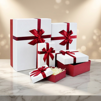 Boîte cadeau rigide en papier kraft personnalisée avec nœud en ruban, finition laminée pour l'emballage de cosmétiques et de trousses de maquillage