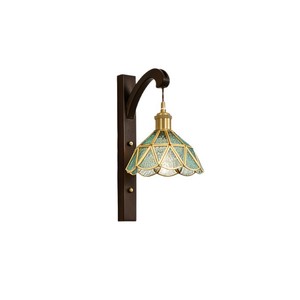 Lámpara de Pared Vintage de Madera Maciza con Pantalla de Vidrio Ámbar, Estilo Retro Francés, Aplique de Cabecera - Product Image 5