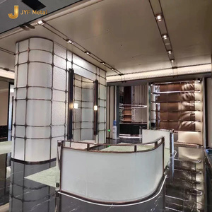 J444 Modern Stainless Steel Translucent Multi-Functional Frame Structure Restaurant <b>Screen</b> Partition Semi Private Dining Divider - Product Image 2
