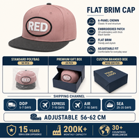 Casquette de baseball personnalisée rose et marron à visière plate, 6 panneaux, snapback, patch ovale brodé, réglable, vente en gros, OEM, faible MOQ