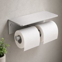 Support mural adhésif double rouleau pour papier toilette avec étagère, fabrication OEM sur mesure en tôle