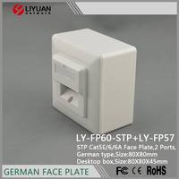LIYUAN tipo alemán Keystone Jack 80X80 caja de montaje en pared de superficie con placa frontal RJ45 piezas de telecomunicaciones Cat5e Cat6 salida de datos