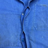 Veste en toile cirée indigo vintage pour homme, bleu français, brodée, saison automne, logo sur le devant