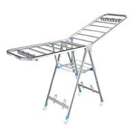 Portable Double-Tier Pliant En Métal Étendoir À Vêtements Conception Amovible Grand Extérieur Pliable Étendoir À Linge Roues Maison