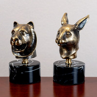 Statue en laiton de tête d'animal du zodiaque faite à la main - Objet de collection culturel créatif pour la décoration de la maison, salon et entrée