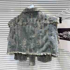 Fabricants de vêtements pour femmes, hauts <span class=keywords><strong>et</strong></span> pantalons streetwear, ensemble en <span class=keywords><strong>jean</strong></span> denim personnalisé, tenue pour femmes, strass déchirés, ensembles pour femmes - Product Image 6