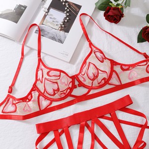 Ricamo cuore rosso fasciante Sexy vedere attraverso <span class=keywords><strong>Lingeries</strong></span> ufficio di alta qualità - Product Image 5