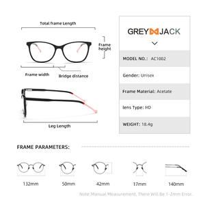 Monturas de Gafas Rectangulares Grises Jack, Montura Completa, Anti-UV, Unisex, Acrílicas, Estéticas, con Bisagras de Resorte, Origen Taizhou - Product Image 5