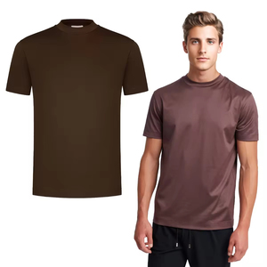 Großhandel Herren Mercerisierte Baumwoll-T-Shirts Sommer <span class=keywords><strong>Slim</strong></span> <span class=keywords><strong>Fit</strong></span> Atmungsaktiv Rundhals Individuelles Logo OEM Einfarbige T-Shirts - Product Image 1