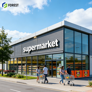 อาคารเหล็กพาณิชย์ขนาดใหญ่ ทนทาน เคลือบสีฝุ่น ติดตั้งง่าย เป็นมิตรกับสิ่งแวดล้อม พร้อมหลังคาโปร่งแสง FRP - Product Image 1