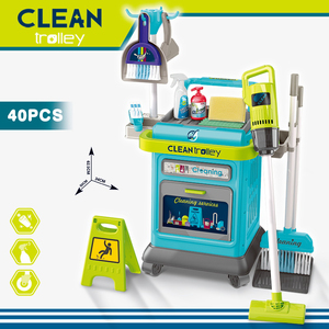 40 Pièces <span class=keywords><strong>Chariot</strong></span> de Nettoyage en Plastique pour Enfants, Jouet de Jeu de Rôle, Outils de Nettoyage à Piles - Product Image 1