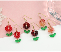 Bijoux Bowei : Boucles d'oreilles fantaisie d'été irisées faites à la main, style crochet en cuivre et résine, 66 mm de long