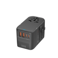 Adaptor Perjalanan Universal GaN 100W Dengan USB dan Tipe C 4 Stopkontak AC 5 Port PD QC Fuse untuk Ponsel Laptop Kotak Retail Seluruh Dunia