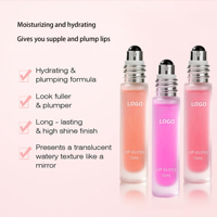 Sérum repulpant pour les lèvres OEM à billes, brillant et teinté rose, traitement estompeur de ridules, formule végétale, format voyage pour tous types de peau