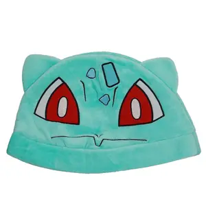 Topi lembut kartun Anime Pokemon Pikachu Bulbasaur topi Cosplay Lucu lucu topi hewan Plushie hadiah ulang tahun