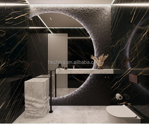 Losa de piedra negra dorada, Material de decoración Interior de mármol de lujo para pared de suelo y baldosas de piedra de tocador - Product Image 3