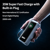 Batterie externe 20000mAh, charge rapide 35W avec prise murale AC, câbles intégrés, chargeur portable pour ordinateur portable, batterie externe personnalisée