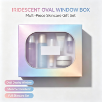 Boîte en papier ovale irisée personnalisée pour kit de voyage cosmétique, emballage pour mini-kit de voyage