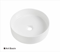Lavabo rond en céramique blanche de style simple moderne Lavabo au-dessus du comptoir Art pour pas cher prix pour la maison Salle de bain