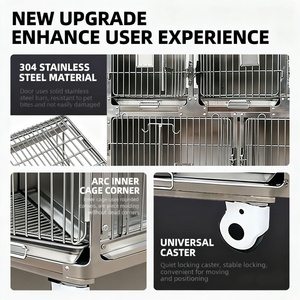 Équipement Vétérinaire Cage pour Chien 4 Portes en Acier Inoxydable 304 avec Pieds Antidérapants, Conception Robuste, Écologique et Intérieur Spacieux - Product Image 5