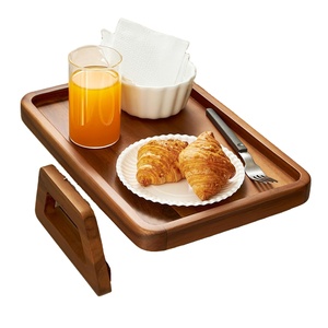 Bandeja de apoio de braço para sofá de madeira - Bandeja de braço para sofá clipe de mesa - Mesa de braço para sofás largos - Mesas laterais de madeira para espaços pequenos