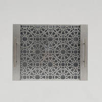 40x30cm Muslimischer Stil Goldene Holzgeschnitzte Ausgehöhlte Servierplatte mit Griffen für EID-Dekorationen