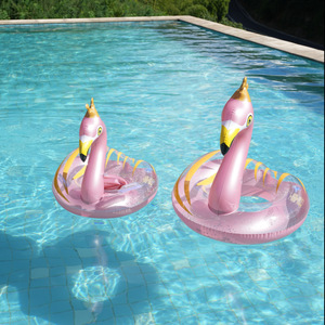 PVC <b>Inflatable</b> Flamingo Swim Ring With Crown For Kids And Adults Swimming <b>Pool</b> <b>Float</b> Cartoon Design - Product Image 5